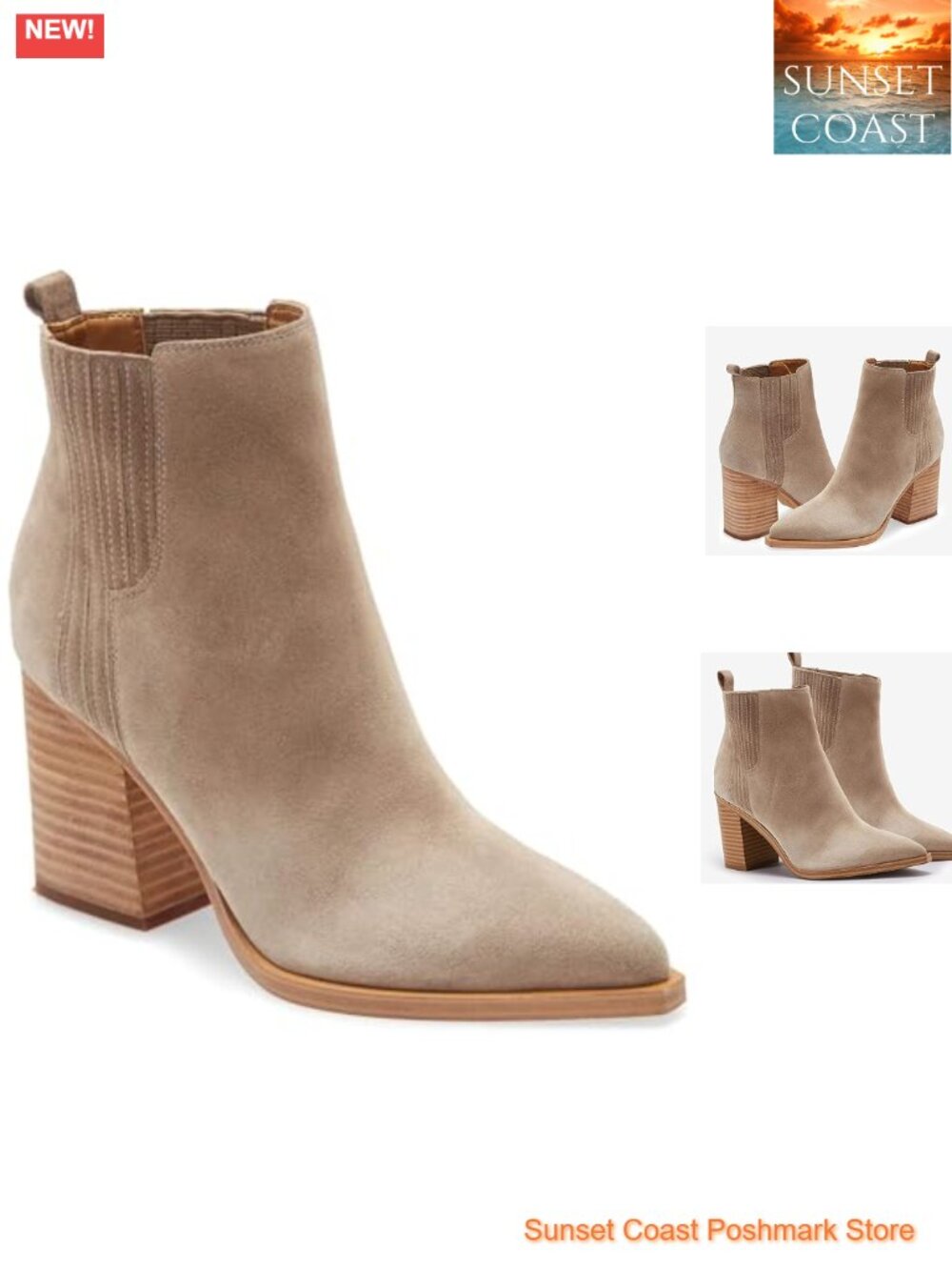 Faux Suede Pointed Toe Chunky Block Heel Ankle Booties Fur Lined Zip Boots
